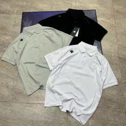 Premium Descente Kurzarm Schwarz Baumwolle Atmungsaktiv Stil