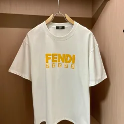Hochwertiger Fendi Kurzarm Schwarz Baumwolle Atmungsaktiv Stil