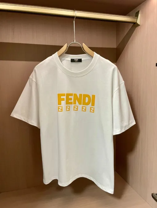 Hochwertiger Fendi Kurzarm Schwarz Baumwolle Atmungsaktiv Stil