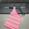 Bestseller Chanel Weste Pink Strick Gestreifte Kollektion
