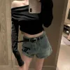 Premium Chanel Shorts Blue Denim Bestickte Kollektion