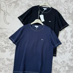 Hochwertiges Lacoste T-Shirt Navy Baumwolle Casual Luxury