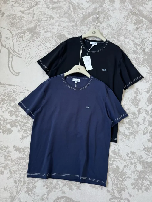 Hochwertiges Lacoste T-Shirt Navy Baumwolle Casual Luxury