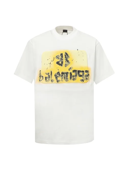 Luxus Balenciaga Kurzarm Gelb Baumwolle Classic Luxury