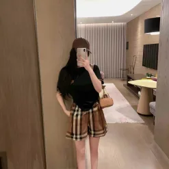 Luxus Burberry Kurzarm Plaid Luxus