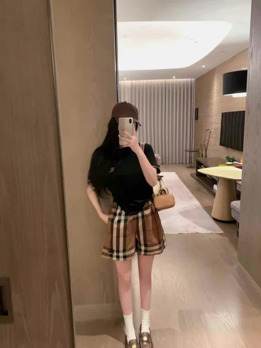 Luxus Burberry Kurzarm Plaid Luxus