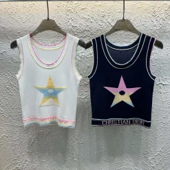 Hochwertige Dior Weste im weißen Strick-Jacquard-Stil