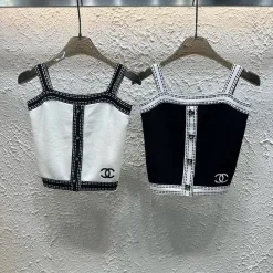 Luxus-Hosenträger aus weißer Strickstickerei von Chanel