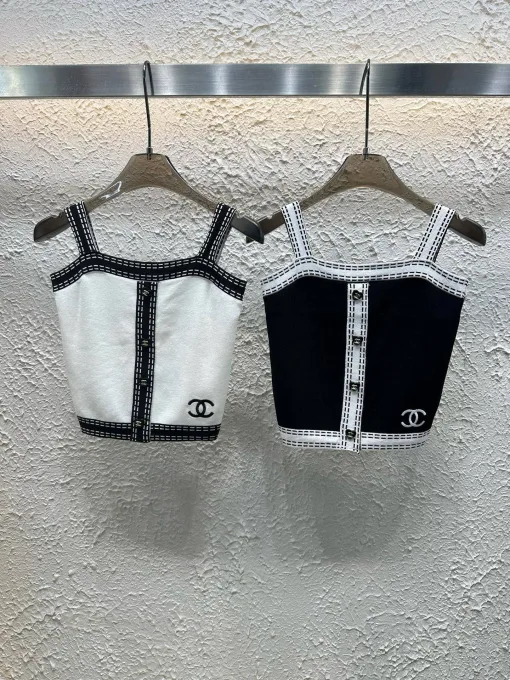 Luxus-Hosenträger aus weißer Strickstickerei von Chanel