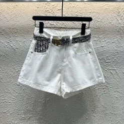 Hochwertige Dior Shorts Weißer Denim Monogramm Luxus
