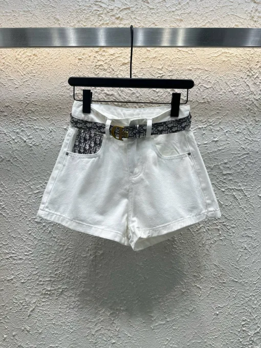 Hochwertige Dior Shorts Weißer Denim Monogramm Luxus