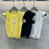 Premium Chanel Weste Gelb Strick Stickerei Stil