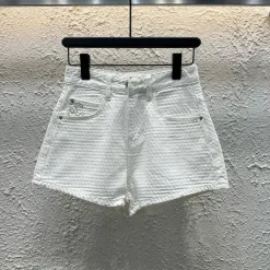 Meistverkaufte Chanel-Shorts im bestickten Stil aus weißem Denim