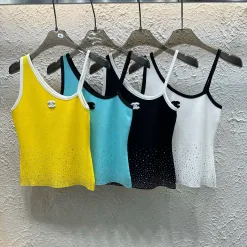 Hochwertige Chanel Weste Gelb Strick Strass Kollektion