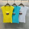 Luxus Chanel Weste Gelb Strick Bestickt Stil