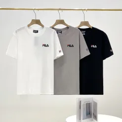 Bestseller Fila Kurzarm Schwarz Baumwolle Casual Luxury