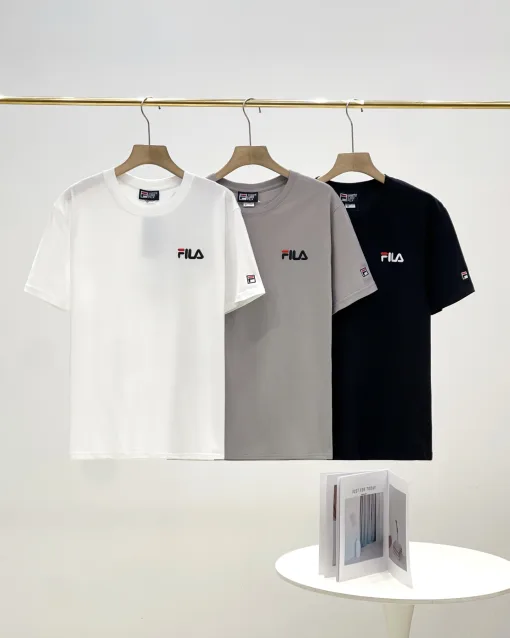 Bestseller Fila Kurzarm Schwarz Baumwolle Casual Luxury