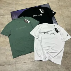 Premium Descente Kurzarm Schwarz Baumwolle Logo Luxus