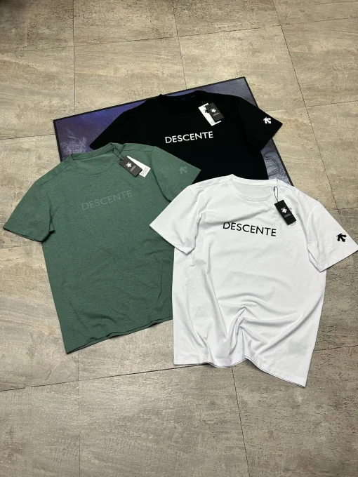 Premium Descente Kurzarm Schwarz Baumwolle Logo Luxus