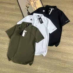 Bestseller Descente Kurzarmhemden Schwarz Seide Atmungsaktiver Stil