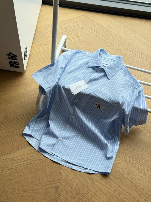 Premium Qualität Calvin Klein Kurzarm Blau Baumwolle Retro Luxus