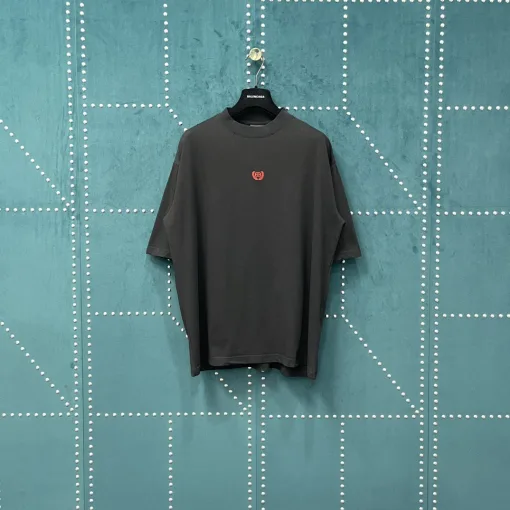 Premium Qualität Balenciaga Kurzarm Schwarz Baumwolle Stickerei Luxus