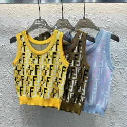 Bestseller Fendi Weste Gelb Strick Jacquard Luxus