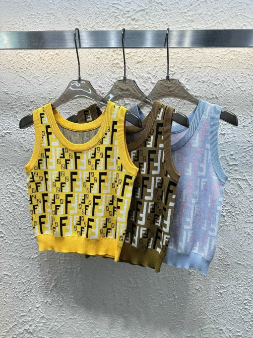 Bestseller Fendi Weste Gelb Strick Jacquard Luxus