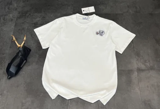 Hochwertiger Moncler Kurzarm Schwarz Baumwolle Atmungsaktiv Luxus