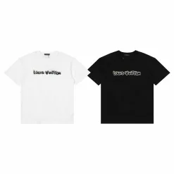 Hochwertiges Louis Vuitton Kurzarm-Logo-Shirt aus weißer Baumwolle