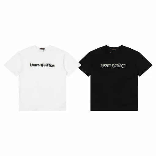 Hochwertiges Louis Vuitton Kurzarm-Logo-Shirt aus weißer Baumwolle