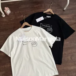 Luxus Margiela Kurzarm Schwarz Baumwolle Atmungsaktiv Kollektion
