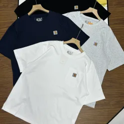 Hochwertige Carhartt Kurzarmhemden aus blauer Baumwolle, Classic Collection