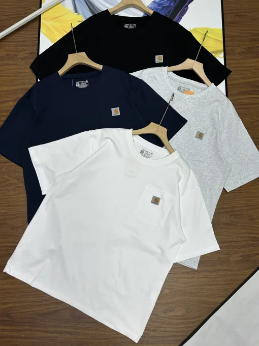 Hochwertige Carhartt Kurzarmhemden aus blauer Baumwolle, Classic Collection