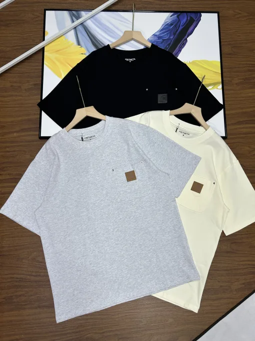 Luxuriöse Carhartt Kurzarmhemden aus blauem Leder, Classic Collection