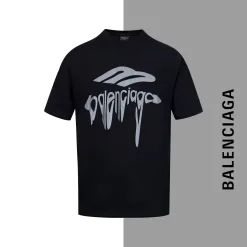 Luxus Balenciaga Kurzarm Weiß Baumwolle Logo Luxus