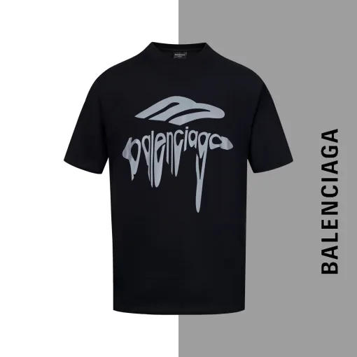 Luxus Balenciaga Kurzarm Weiß Baumwolle Logo Luxus