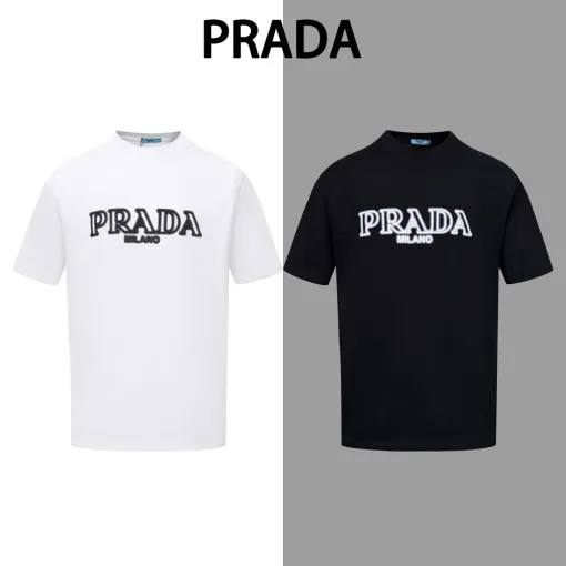Hochwertiges Prada Kurzarm-Baumwoll-Modell in Weiß