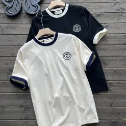 Hochwertiges Gucci Kurzarm-Logo aus schwarzer Baumwolle, Luxus
