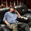 Luxuriöser Balenciaga Kurzarm-Stil in Blau gewaschen
