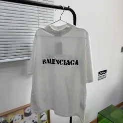 Hochwertige Balenciaga Kurzarm Weiß Baumwolle Casual Style