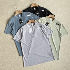 Luxus Helly Hansen Kurzarmhemden Grau Seide Casual Luxury