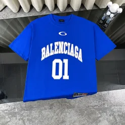 Hochwertige Balenciaga Kurzarm Schwarz Baumwolle Retro Luxus