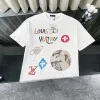 Hochwertiges Louis Vuitton Kurzarmhemd Schwarz Baumwolle Print Luxus