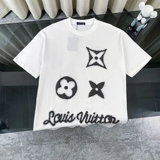 Bestseller Louis Vuitton Kurzarmhemd Schwarz Baumwolle Klassischer Stil