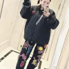 Luxus Chrome Hearts Overalls Schwarzes Leder Bestickt Luxus