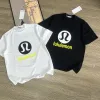 Premium Qualität Lululemon Kurzarm Schwarz Baumwolle Print Style