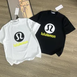 Premium Qualität Lululemon Kurzarm Schwarz Baumwolle Print Style