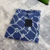 Meistverkaufte Louis Vuitton Kurzarm Blau Strick Print Luxus