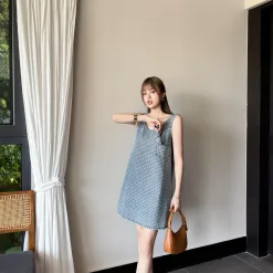 Premium Qualität Miu Miu Weste Blue Denim Bestickt Luxus